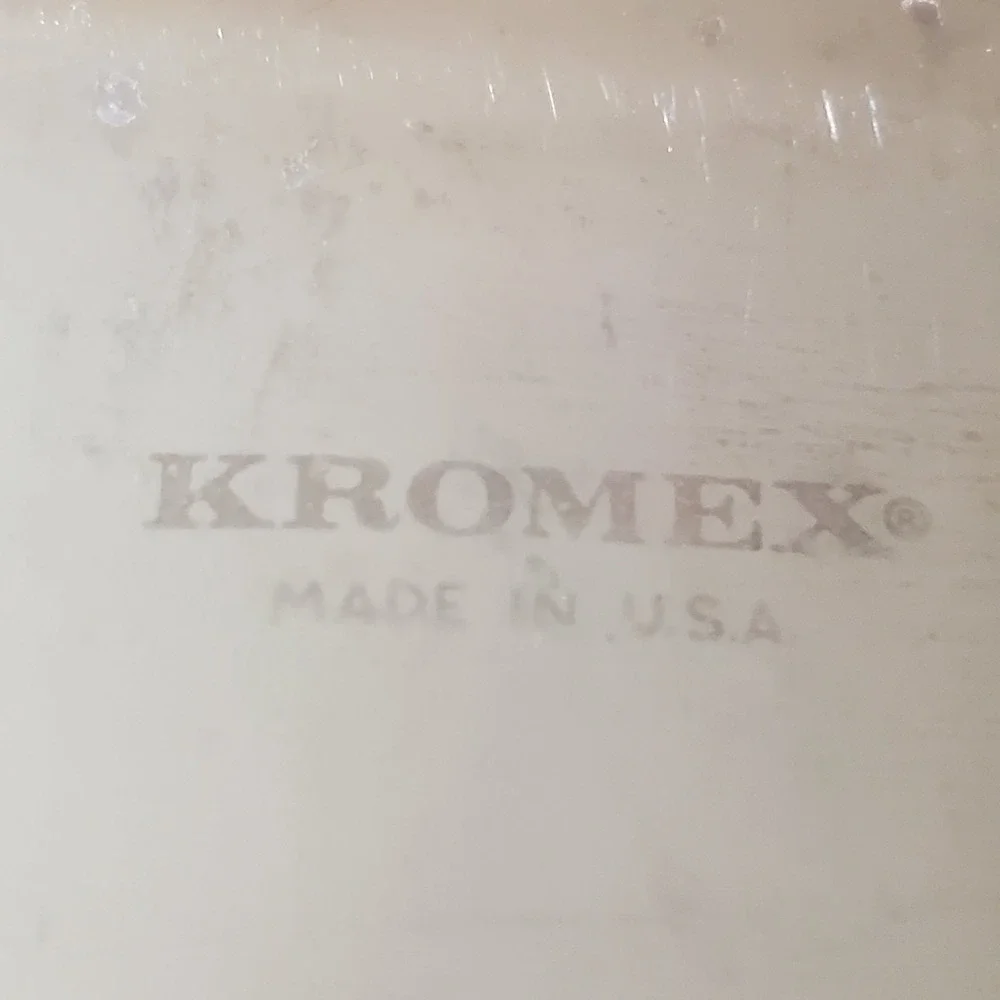 2 VTG Kromex Chrome Serving Trays Gold Handles‎ Mid Century Modern Round Oblong